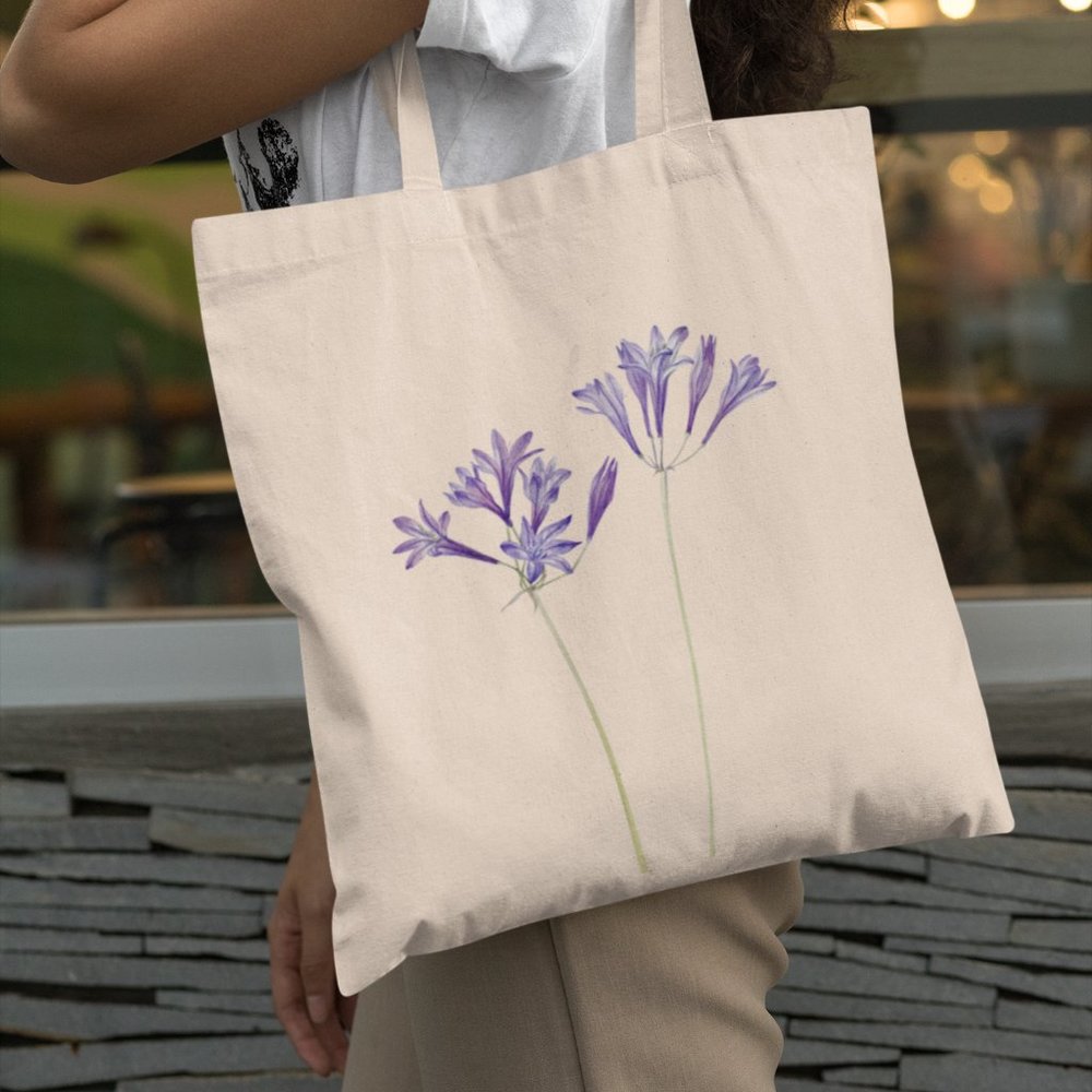 Ithuriel's Spear Vintage Watercolor Floral Print Graphic Canvas Tote Bag